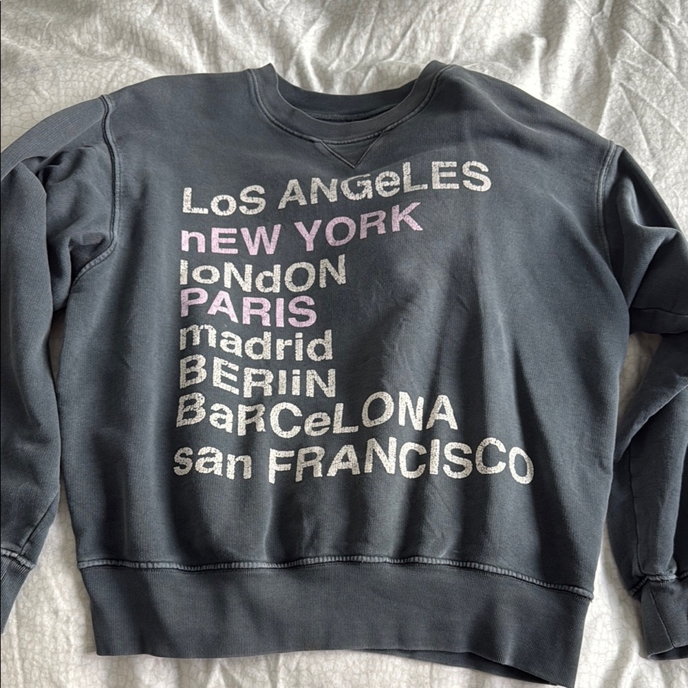 Anine Bing Small  Crewneck Sweater with City Print